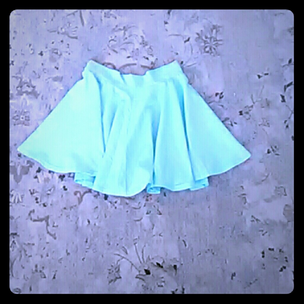 A turquoise skater skirt